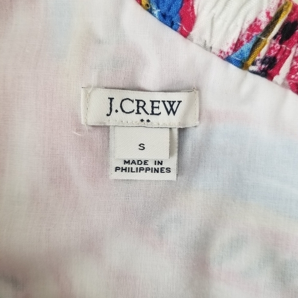 J. Crew Asymmetrical One Shoulder Ruffle Tropical Floral Mini Dress Size S Linen - Picture 13 of 15
